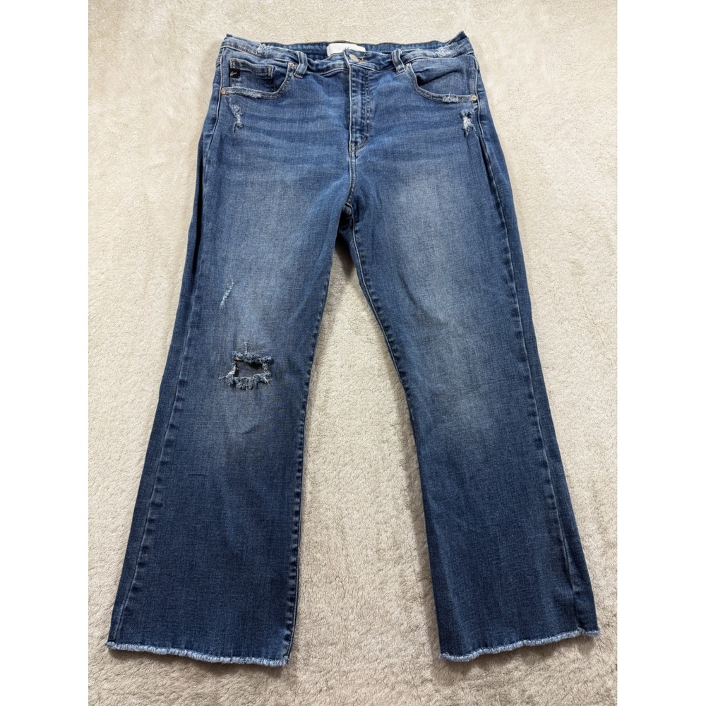 KanCan Womens KC20019D Distressed Raw Hem Blue Jeans 13/30 Meas: 30x25